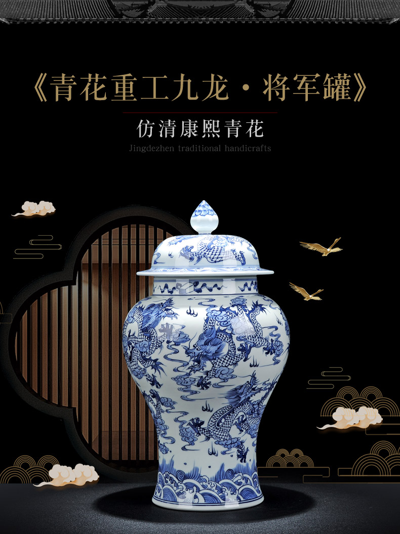 Jingdezhen hand blue and white porcelain vase imitation the qing emperor kangxi heavy industry general collection tea pot, Kowloon