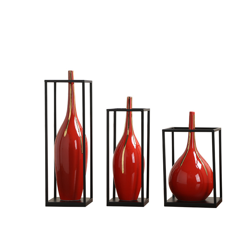 New Chinese style ceramic handicraft furnishing articles creative household act the role ofing is tasted soft outfit northern wind sitting room porch vase three - piece suit