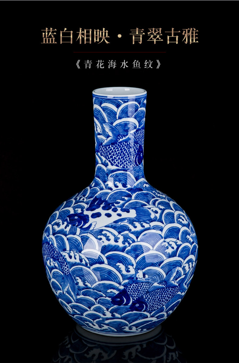 Jingdezhen hand made blue and white porcelain vase furnishing articles household act the role ofing is tasted, the sitting room TV ark, new Chinese style ceramic bottle arranging flowers