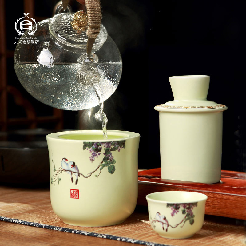 Jingdezhen ceramic half jins of warm wine wine suit warm hot hot hip household rice wine wine and white wine cup