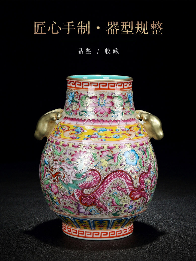 Jingdezhen ceramics colored enamel of large vases, flower implement flower arranging the sitting room porch decorate place Chinese porcelain