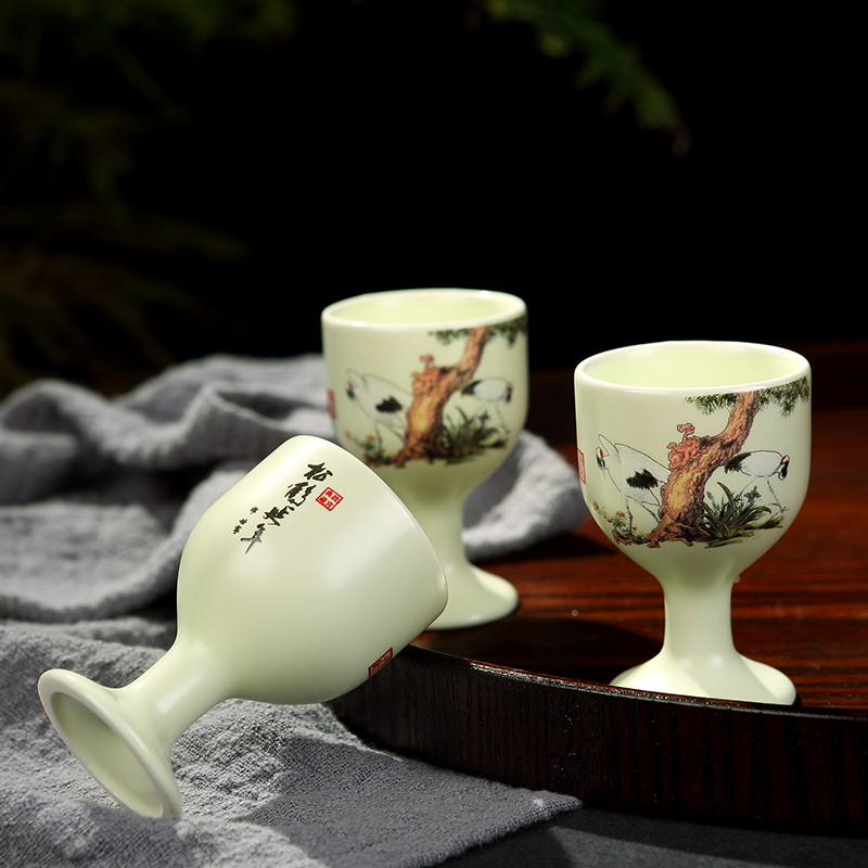 Jingdezhen wine suits for antique Chinese style household ceramic jar of wine and rice wine liquor cup wine creative points