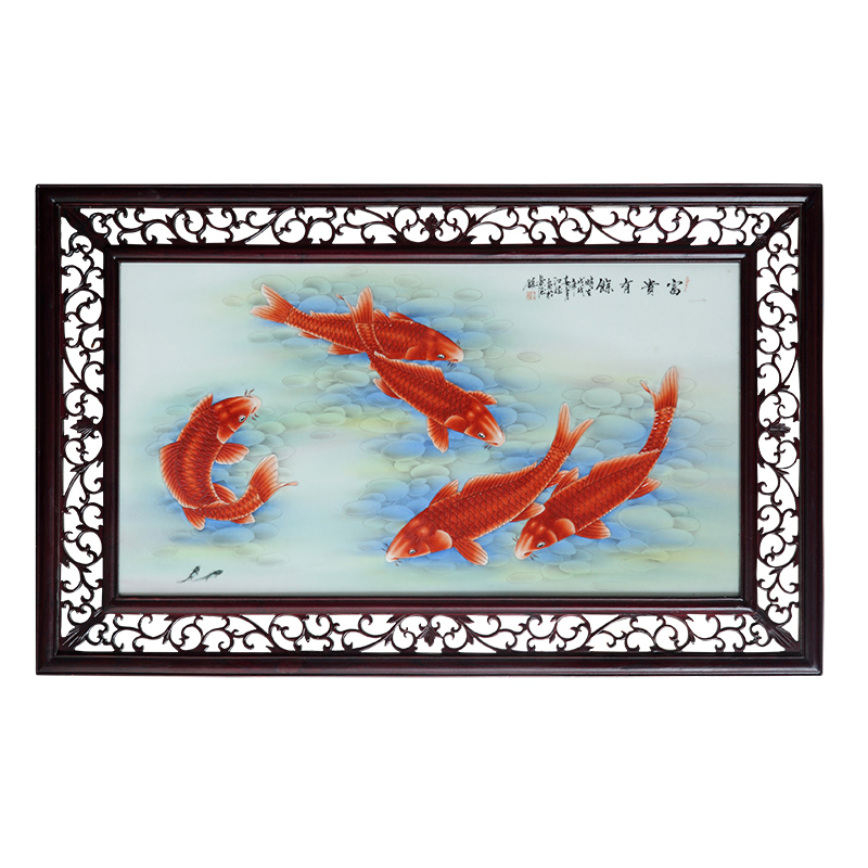 Jingdezhen porcelain plate painting real no adornment box sitting room sofa background the study bedroom rectangle hang a picture
