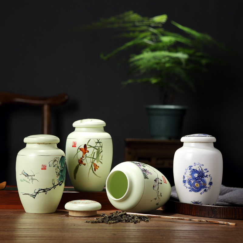 DH caddy fixings ceramic seal tank storage POTS home two small storage tank jingdezhen medium tea cups