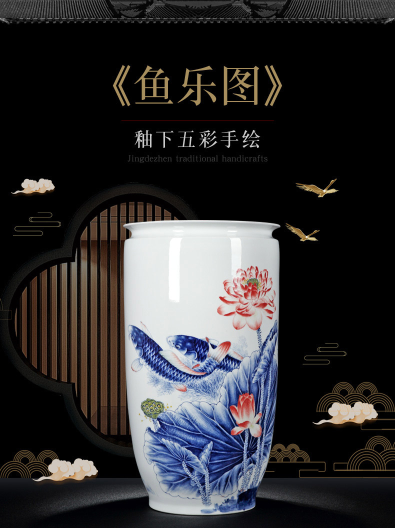 Jingdezhen sell loose guo - hua liu qin works under the glaze colorful fish figure sitting room be born Chinese vase vase mesa