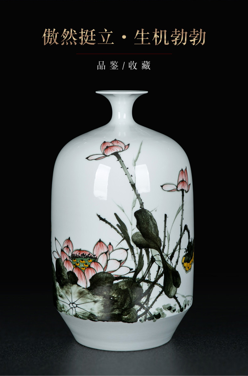 Jingdezhen Chinese vase household mesa adornment furnishing articles sitting room flower arranging traditional classical ceramics handicraft