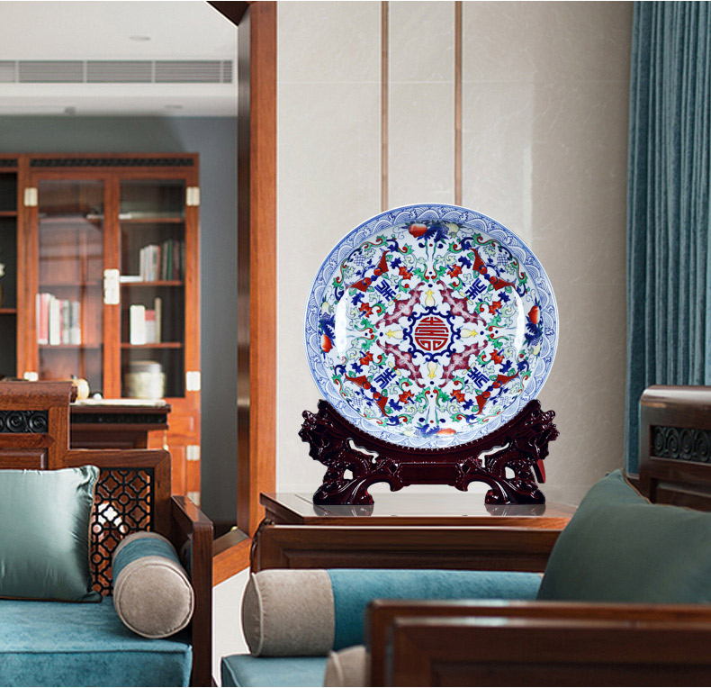 Chinese ceramic plate bookshelf place decoration plate sitting room ark, dish hang dish Chinese porcelain large coloured drawing or pattern