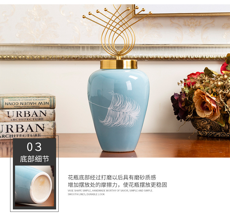 Creative light key-2 luxury furnishing articles vase household decoration jingdezhen hand - made ceramic vases, flower implement the sitting room porch place