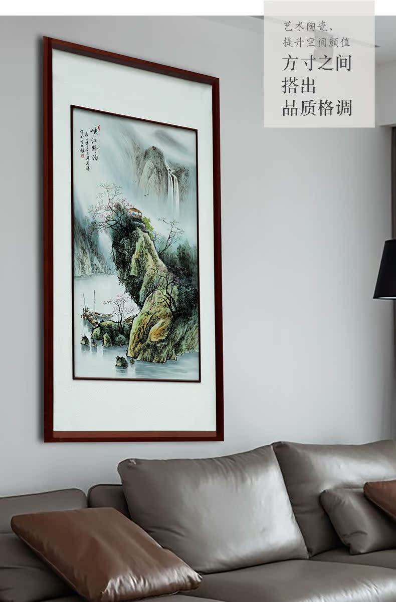 Jingdezhen hand - made scenery scenery porcelain plate paintings of Chinese style study corridor solid wooden frame, hang a picture sitting room adornment