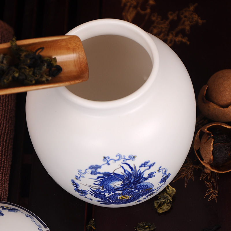 DH caddy fixings jingdezhen porcelain ceramic seal pot receives general square small portable wake tea pot