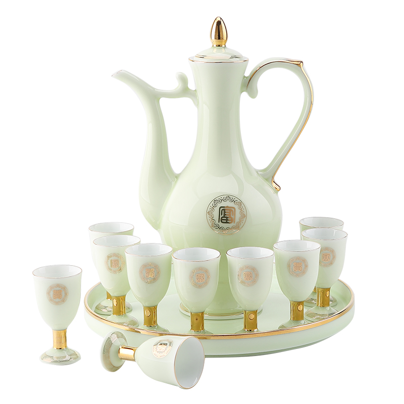 DH jingdezhen wine suits for ceramic home court antique Chinese jade porcelain paint glass decanters innocence