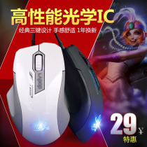 Office home wired mouse round mouth round hole ps2 interface desktop computer 3 keys luminous white Gaming Mouse
