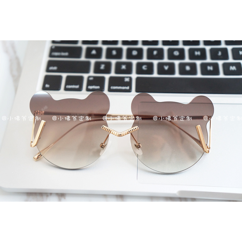 【Little Buddha】Karena Law and Cecilia Cheung's Same Style Teddy Bear Frameless Sunglasses, Cute Semi-Transparent Sunglasses