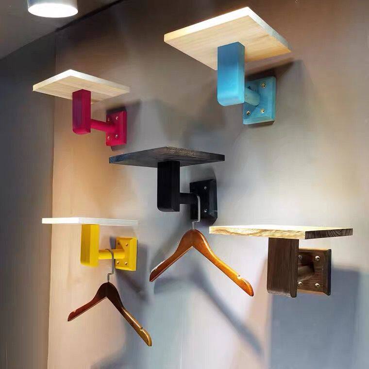 Clothing store rack display frame on wall retro - hanging clothing rack women's clothing store shelves children's clothing store shelves