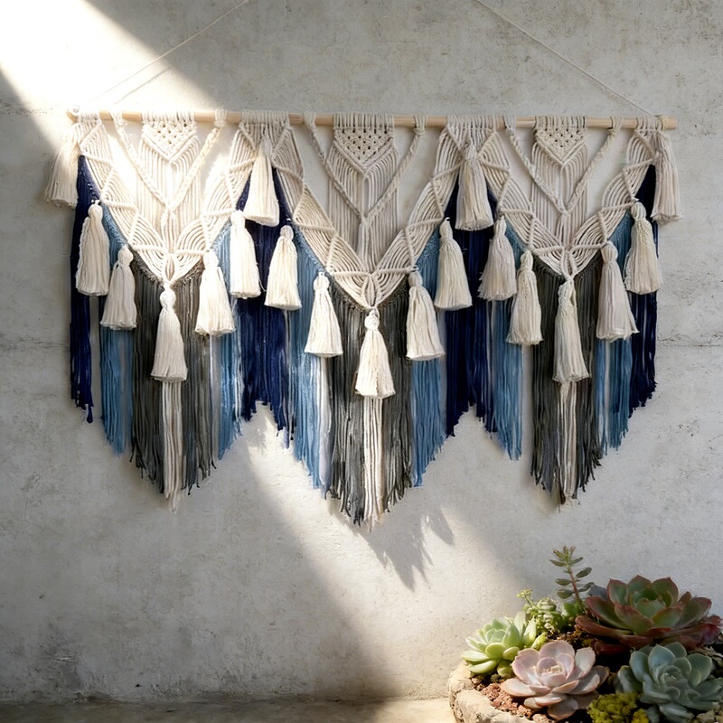 Bohemian Hand-Woven Tapestry with Colorful Tassels Wall Hanging for Restaurant, Bar, Living Room, Bedroom Wall Decoration Bohemian Hand-Woven Tapestry with Colorful Tassels Wall Hanging for Restaurant, Bar, Living Room, Bedroom Wall Decoration