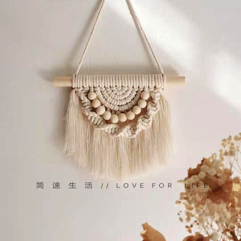 Macrame Bohemian Tapestry Carpet Handwoven Cotton Rope Diy Material Bag Wall-mounted Decoration Student Handwork-Taobao