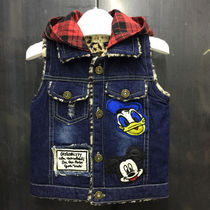 Childrens cowboy vest boys and girls spring vest baby plus velvet cartoon vest girl soft outer dress