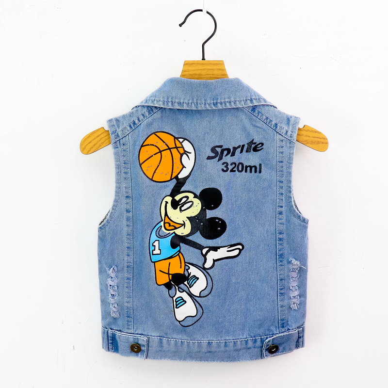 2026 New Style Boys' Korean-Style Spring and Autumn Vest Baby Vest Children's Vest Top Denim Jacket Vest Trendy