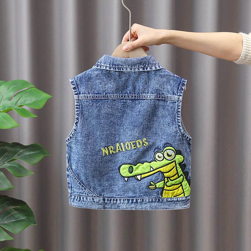 Boy Cowboy Waistcoat Spring Autumn Single baby Camshoulders outfitted with children's vest girl's vest autumn clothing Children's waistcoat Korean version