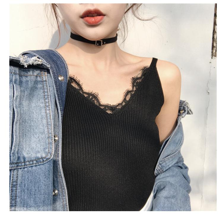 Mùa thu và mùa đông Châu Âu và Mỹ Thư hoang dã đan sling Slim backless mỏng dây đeo vai áo sơ mi chạm đáy bên trong một chiếc áo vest nữ nhỏ áo kiểu nữ