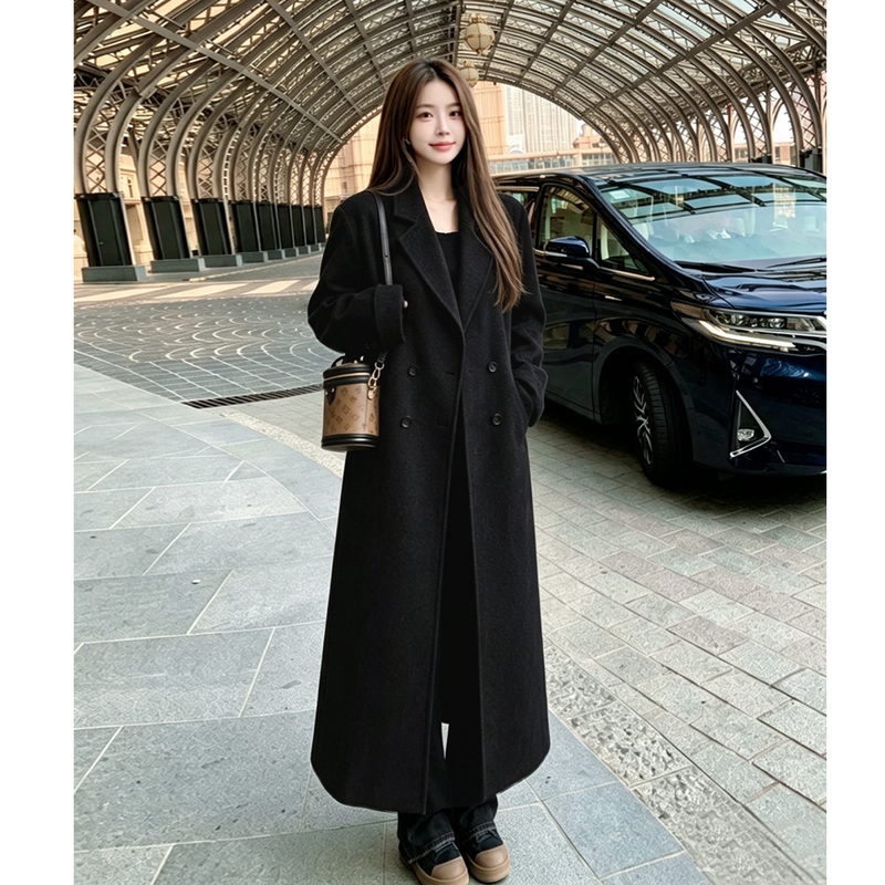 Double-Sided Cashmere Wool Coat for Women, Extra Long Style for Tall Individuals, Autumn and Winter Ankle-Length, Super Stylish and Thick Woolen Coat Double-Sided Cashmere Wool Coat for Women, Extra Long Style for Tall Individuals, Autumn and Winter Ankle-Length, Super Stylish and Thick Woolen Coat