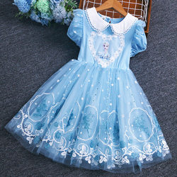 Frozen Elsa Princess Dress Girls Dress Spring and Summer Children's Puff Skirt Elsa Skirt 2025 New Style
