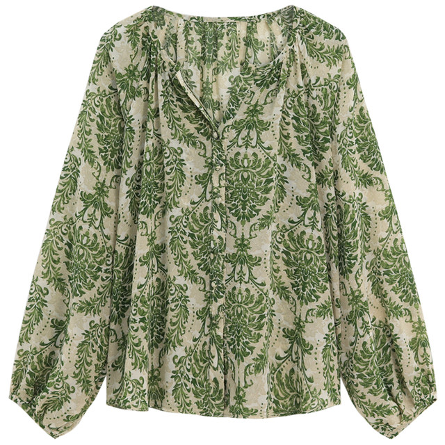French temperament lantern sleeve floral sunscreen shirt women's autumn 2023 new fashion niche loose thin top
