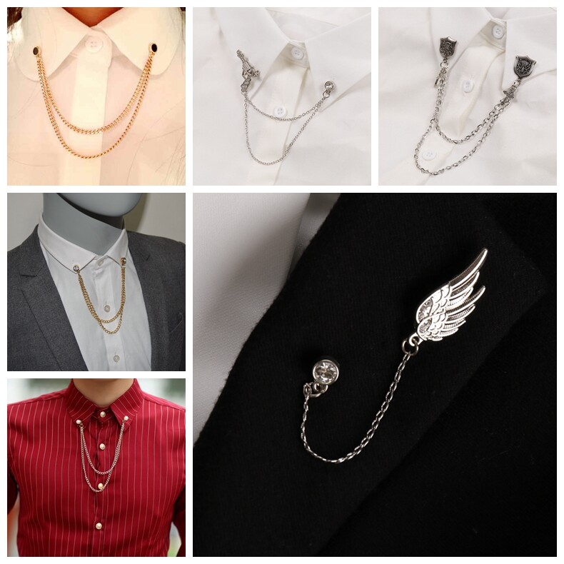 Multi-section Japan-ROK deer head pearl neckline with male and female shirt flow Su collar chain lead flower accessories Suit Brooch Ornament