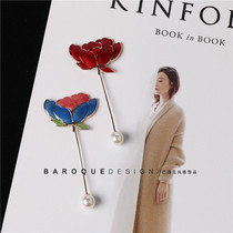 Suit brooch Personality lotus brooch Womens coat decoration pin suit pearl pin Sweater pin