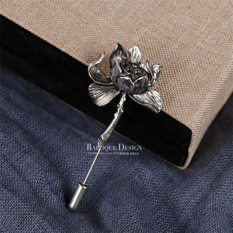 Cá tính Vintage Lotus Trâm Letters Chengde Phù Hợp Với Phần Trên Áo Đàn Bà Phụ Kiện Hàn Quốc Đơn Giản Mũ Sen Cap
