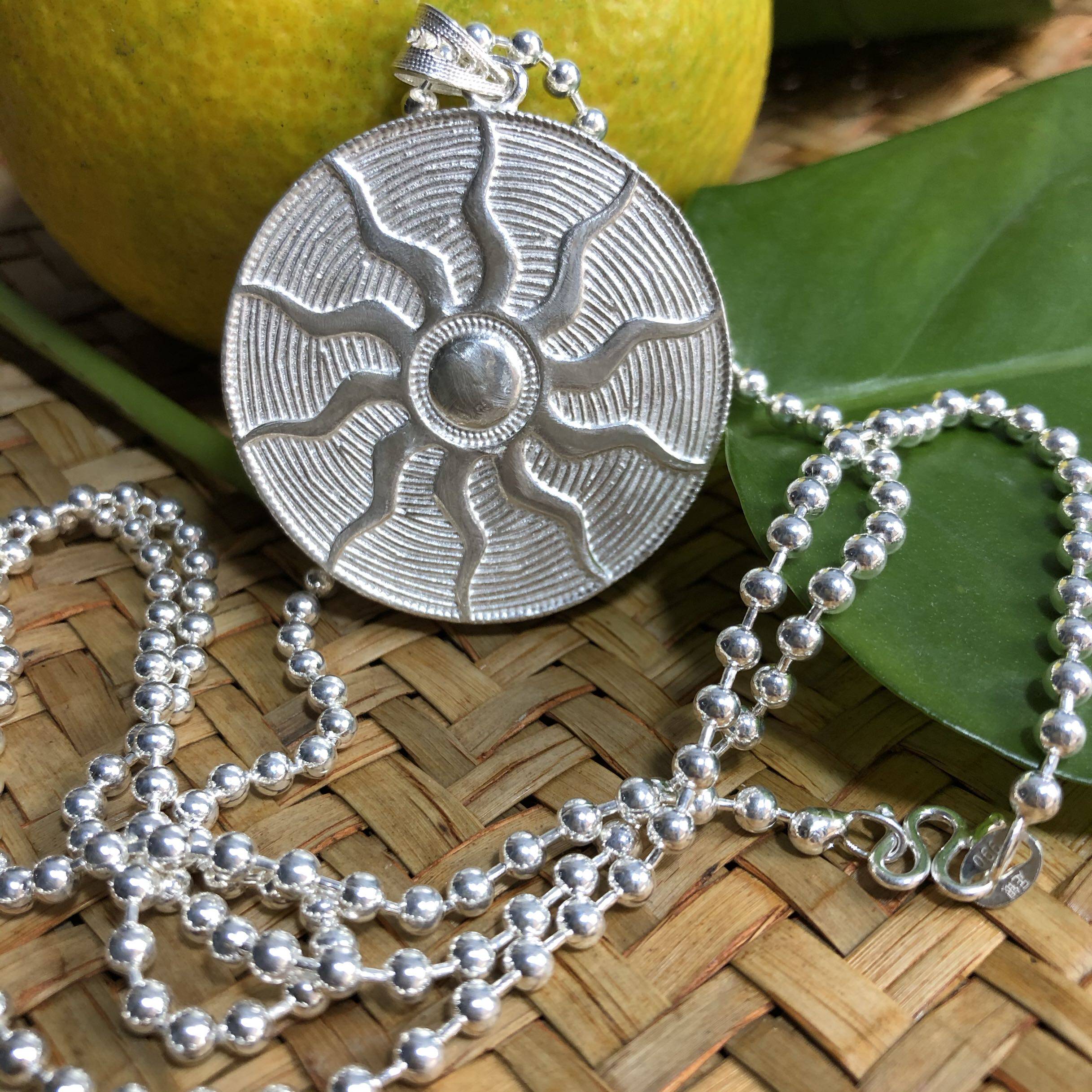 Miao's sun drum foot silver 999 set (large pearl necklace foot silver 990)