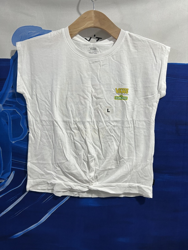 Vans New Summer Versatile and Comfortable White Round-Neck Sleeveless Vest for Older Children, Unisex, Vn000A7Nwht
