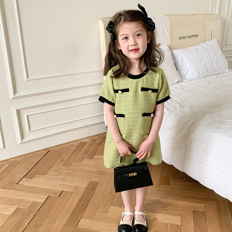 South Korean girl's dress with small fragrant wines for girls short sleeve summer clothing Dresses Fried Street High-end Mother Women Dress