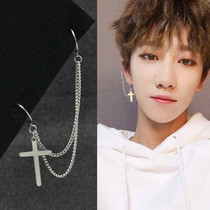 Xu Minghao Cross Double Chain Earrings Earrings Punk Street Mens Double Ear Puncks
