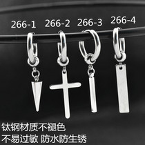 Titanium steel cross earrings fashion personality without ear hole ear clip single word earrings students earring ear ornaments men and women