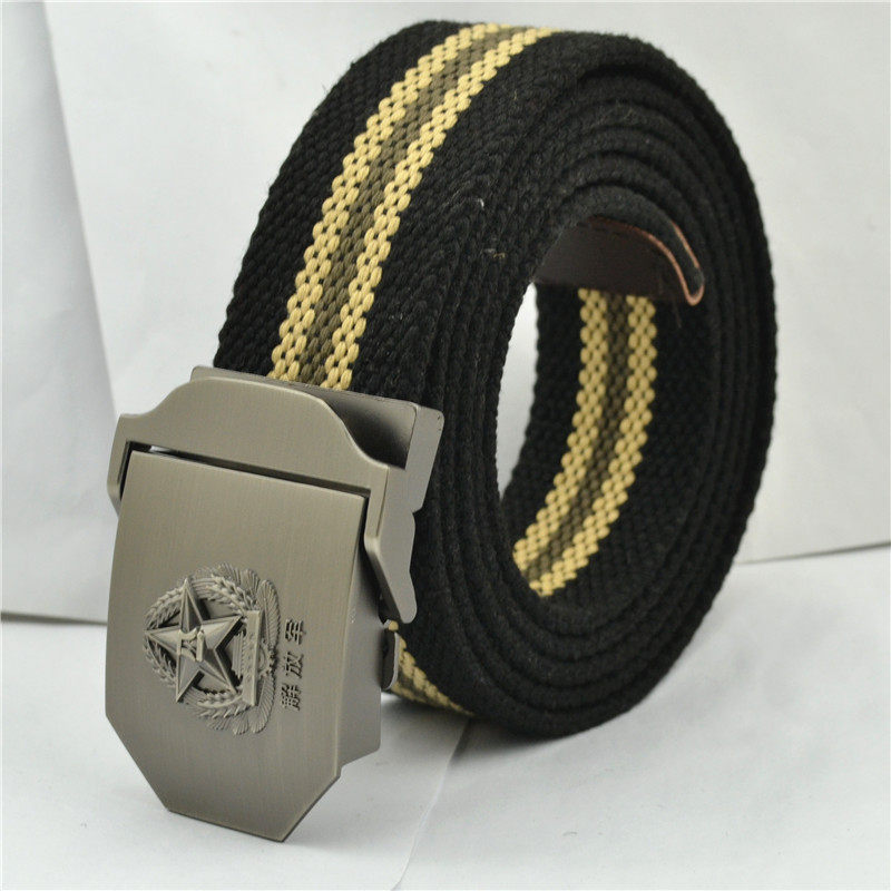 Canvas Belt Men's Automatic Buckle Girdle For Youth Business Casual Brief Youth Military Training Belt Outdoor Pants Strap
