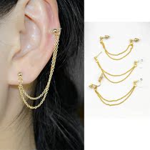 Simple face thin earrings Korean hipster Net red sweet temperament ear clip ear chain earrings female earrings