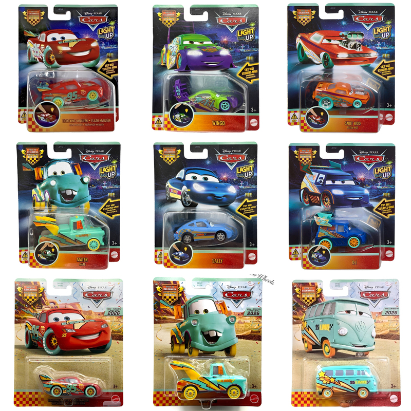 Cars Toy Car 20Th Anniversary Light-Up Model Lightning Mcqueen, Doc Mcstuffins, Sally Car Model Children's Gift