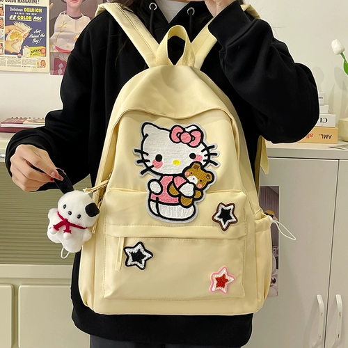 Hello kitty, ранец, высококачественная сумка через плечо, вместительный и большой милый рюкзак, для средней школы