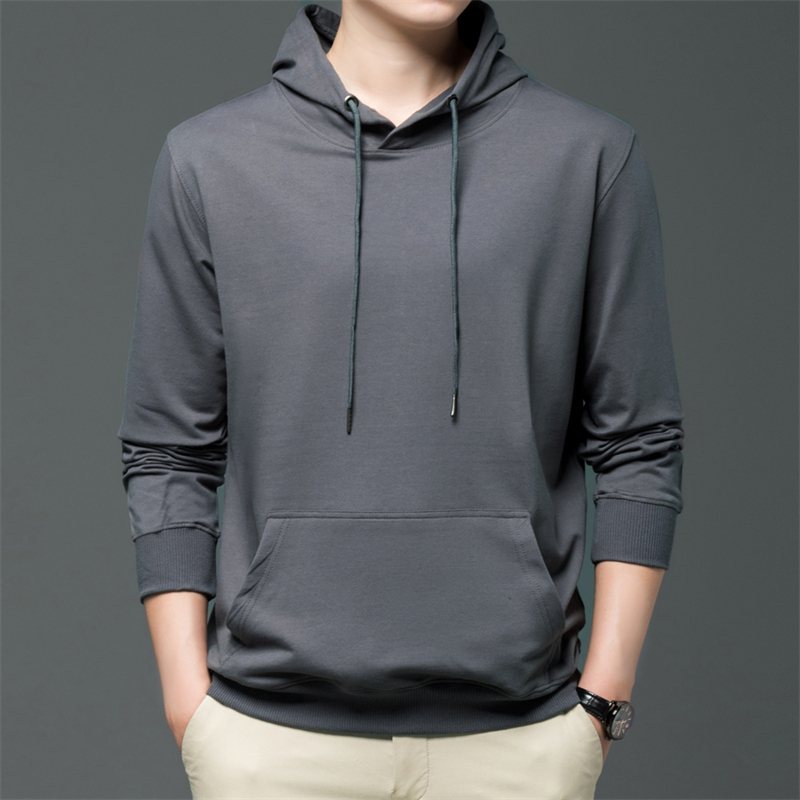 Brand Men's Casual Sweatshirt Men's Hooded Sports Pure Cotton Running Training Spring and Autumn Long-Sleeved T-Shirt Top Thin Style