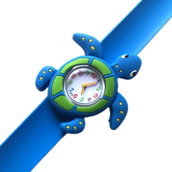 2023 New Turtle Cartoon Pat Watch Children's Day Gift Marine Animal Snap Circle Turtle Electronic Watch