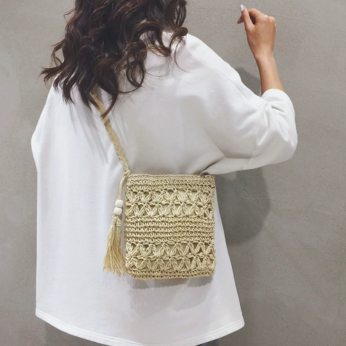 Летняя ретро сумка через плечо, соломенный мобильный телефон, сумка для телефона