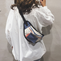 Canvas Bag Package Woman Bag New 2021 Splicing Pure Color Purse Casual Personality 100 Hitch Chest Bag Single Shoulder Diagonal Satchel Wave