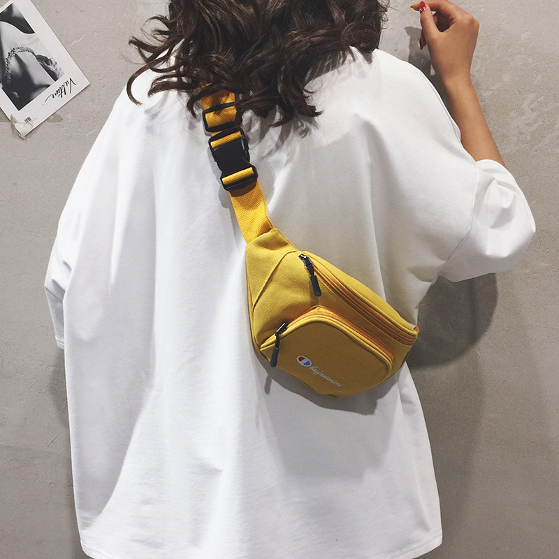 Canvas small bag women's bag new 2022 solid color casual belt bag personality simple breast bag bundi one-shoulder cross-body bag