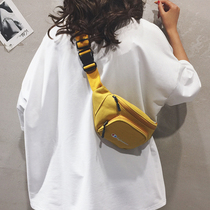 Canvas Pouched Bag Woman Bag New 2021 Pure Color Casual Purse Personality Minimalist Chest Wrap Trampoline Single Shoulder Sloped Satchel Bag
