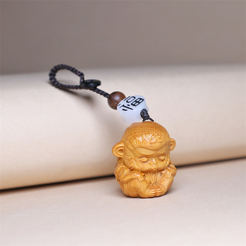 Thuja Wood Carving Cartoon Cute Monkey Keychain Solid Wood Carving Zodiac Monkey Car Key Chain Pendant Bag Charm Thuja Wood Carving Cartoon Cute Monkey Keychain Solid Wood Carving Zodiac Monkey Car Key Chain Pendant Bag Charm