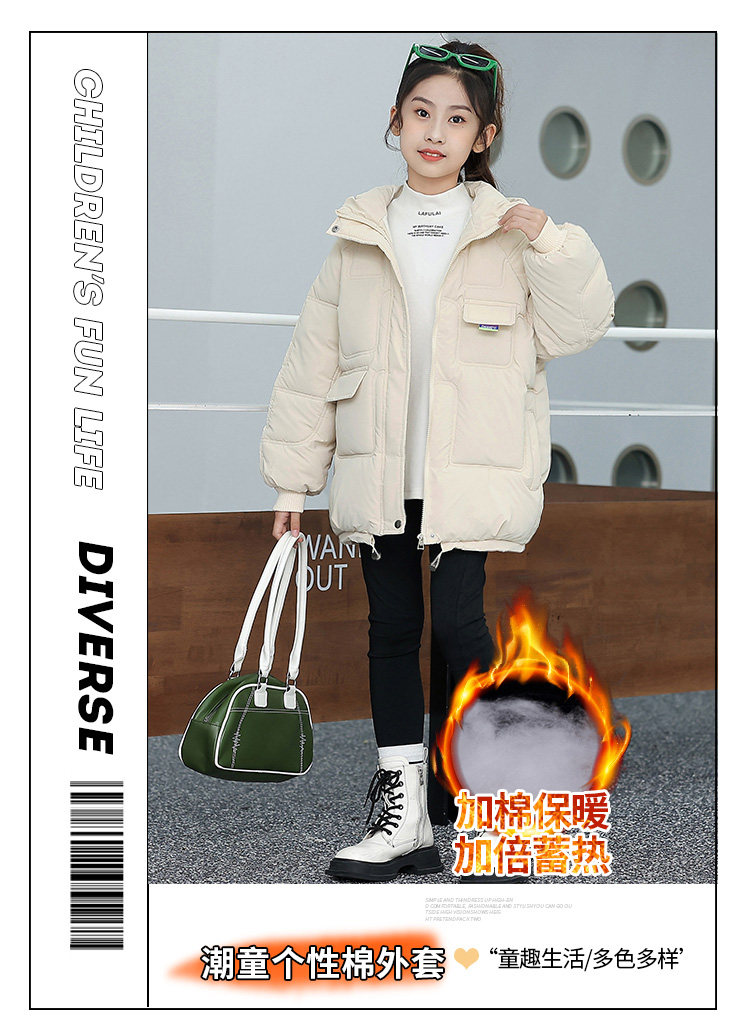 女童羽绒棉服冬季2024新款大童女孩免洗棉衣加绒加厚儿童冬装外套详情2