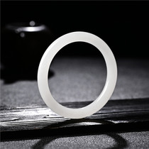 Small thin jade bracelet female ice seed girl natural Hetian sheep fat white jade bracelet Qiao Yuan Yuan Zhen Wangfu