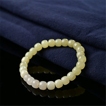 Xinjiang Huangkou material Hetian jade bracelet mens 16 108 old beads Ruoqiang womens bracelet