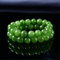 Xinjiang Hetian jade Jasper bracelet mens 16 108 single circle Russian round beads old-style beads female bracelet